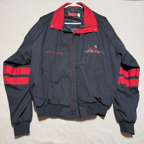 Vintage 90s Winston Racing Team Red Black Zip Jacket Size Large - Picture 1 of 10